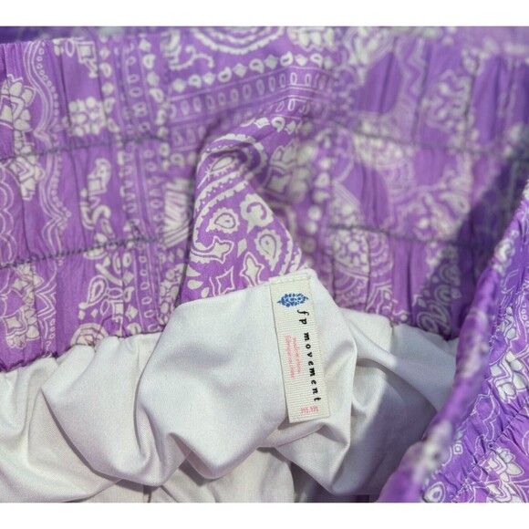 Free People Womens Shorts Purple The Way Home High Waisted Paisley Boho Medium - Picture 4 of 7